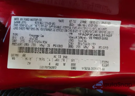 2017 Ford Focus Se from USA, damaged, VIN 1FADP3F24HL311437